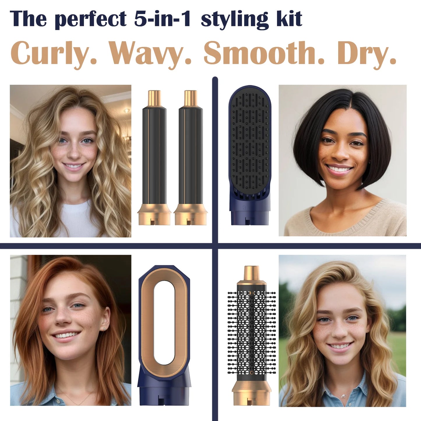Beautifyze™ Professional Hair Curling and Straightener Dryer 5 In 1